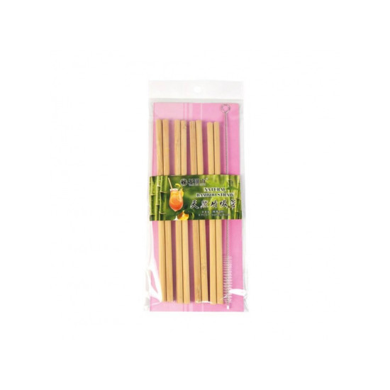 Bamboo Straw Reusable Brush Brown 5 Pairs
