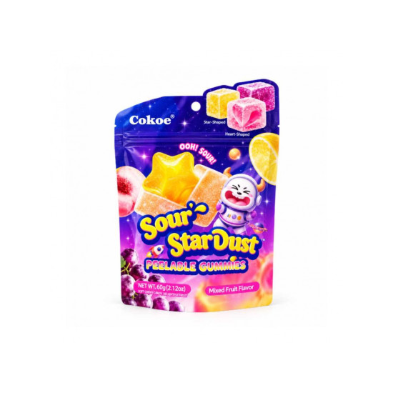 Cokoc Sour Star Peeling Gummy Mix Fruits 60g