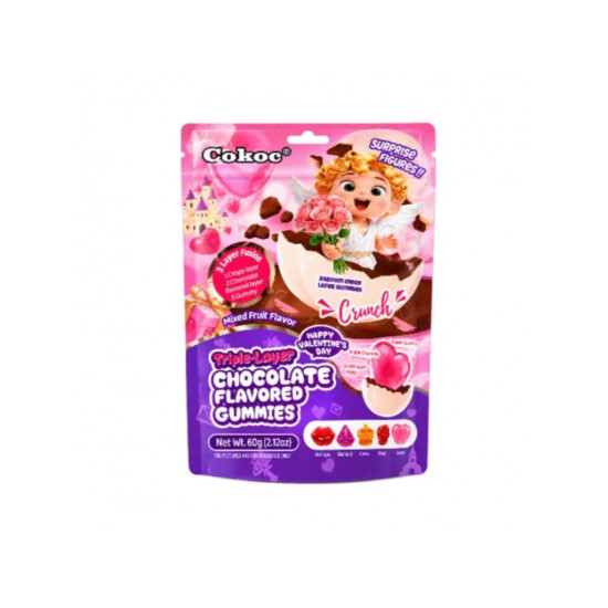 Cokoc Triple-Layer Choco Gummy Valentine 60g Cokoc Triple-Layer Choco Gummy Valentine 60g