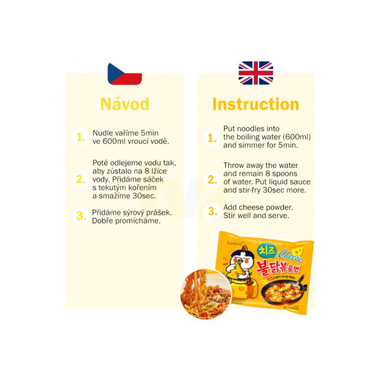 Samyang Buldak Ramen s Příchutí Cheese 140g**